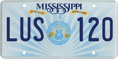 MS license plate LUS120