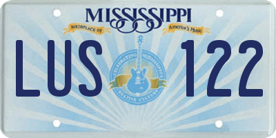 MS license plate LUS122