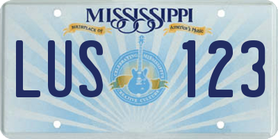 MS license plate LUS123