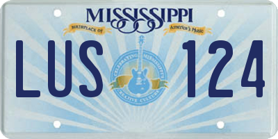 MS license plate LUS124