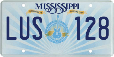 MS license plate LUS128