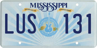 MS license plate LUS131