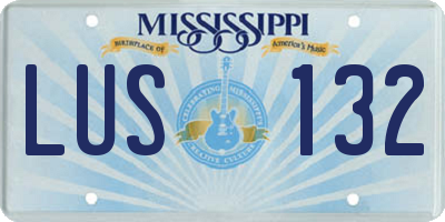 MS license plate LUS132