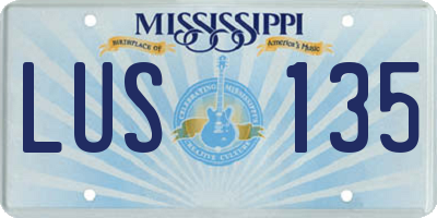 MS license plate LUS135
