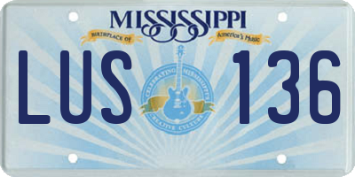 MS license plate LUS136