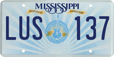 MS license plate LUS137