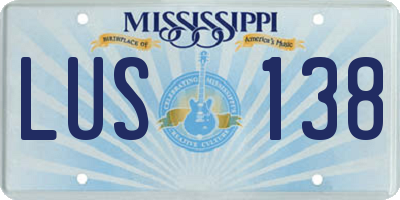 MS license plate LUS138