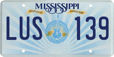 MS license plate LUS139