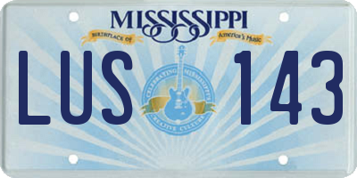 MS license plate LUS143