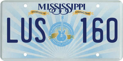 MS license plate LUS160