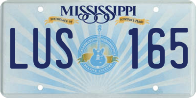 MS license plate LUS165