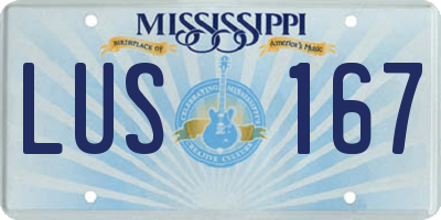 MS license plate LUS167