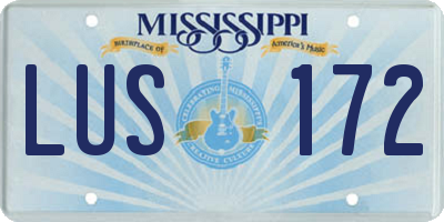 MS license plate LUS172