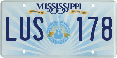 MS license plate LUS178