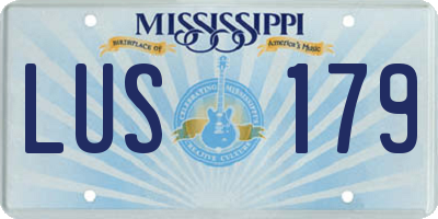 MS license plate LUS179