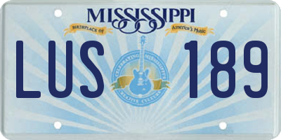 MS license plate LUS189