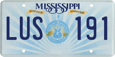 MS license plate LUS191