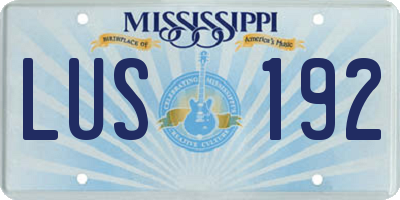 MS license plate LUS192