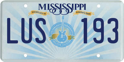MS license plate LUS193