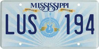 MS license plate LUS194