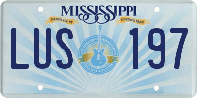 MS license plate LUS197
