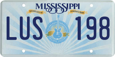 MS license plate LUS198