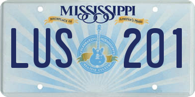 MS license plate LUS201