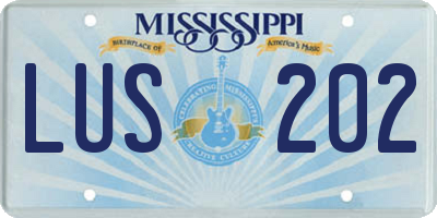 MS license plate LUS202