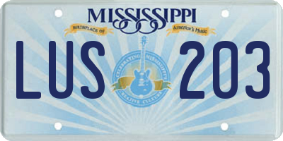 MS license plate LUS203