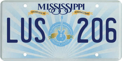 MS license plate LUS206