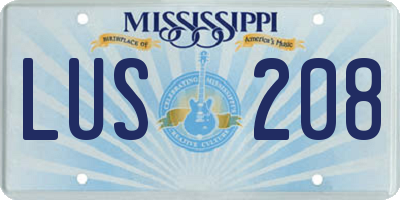MS license plate LUS208