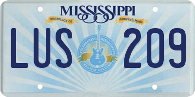 MS license plate LUS209