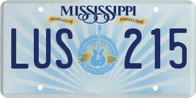 MS license plate LUS215