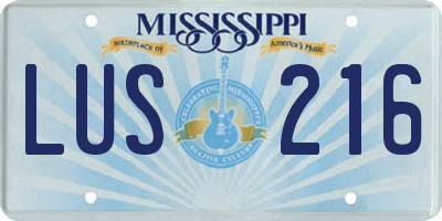 MS license plate LUS216