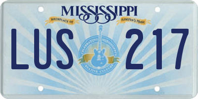 MS license plate LUS217