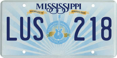 MS license plate LUS218