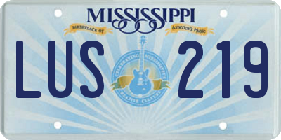 MS license plate LUS219