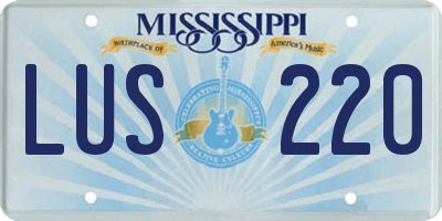 MS license plate LUS220