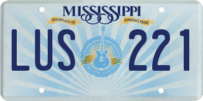 MS license plate LUS221
