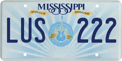 MS license plate LUS222