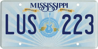 MS license plate LUS223