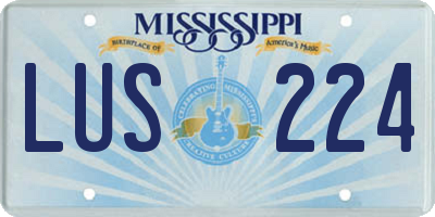 MS license plate LUS224