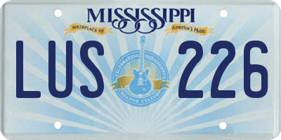 MS license plate LUS226
