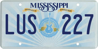 MS license plate LUS227