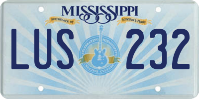 MS license plate LUS232