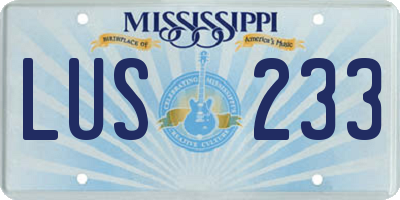MS license plate LUS233