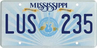 MS license plate LUS235