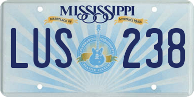 MS license plate LUS238