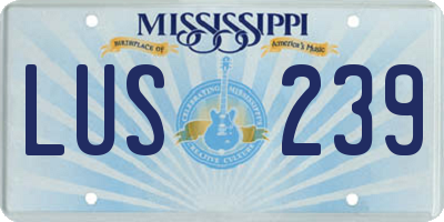 MS license plate LUS239