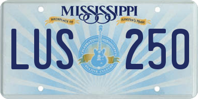 MS license plate LUS250